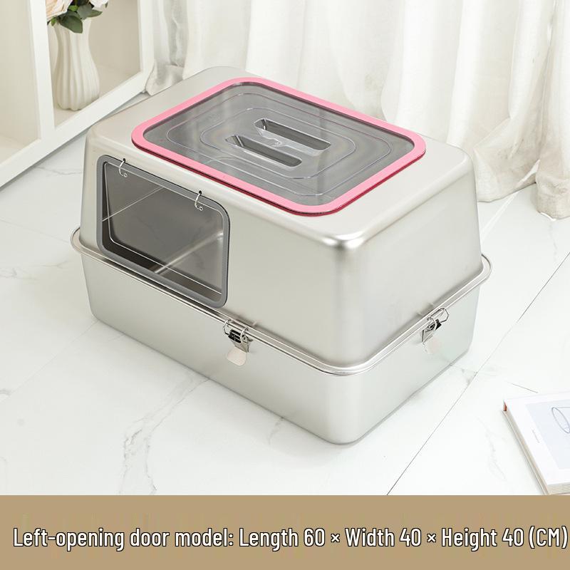 All-Steel Enclosed Stainless Cat Litter Box, Odor & Splash Proof, Extra Large