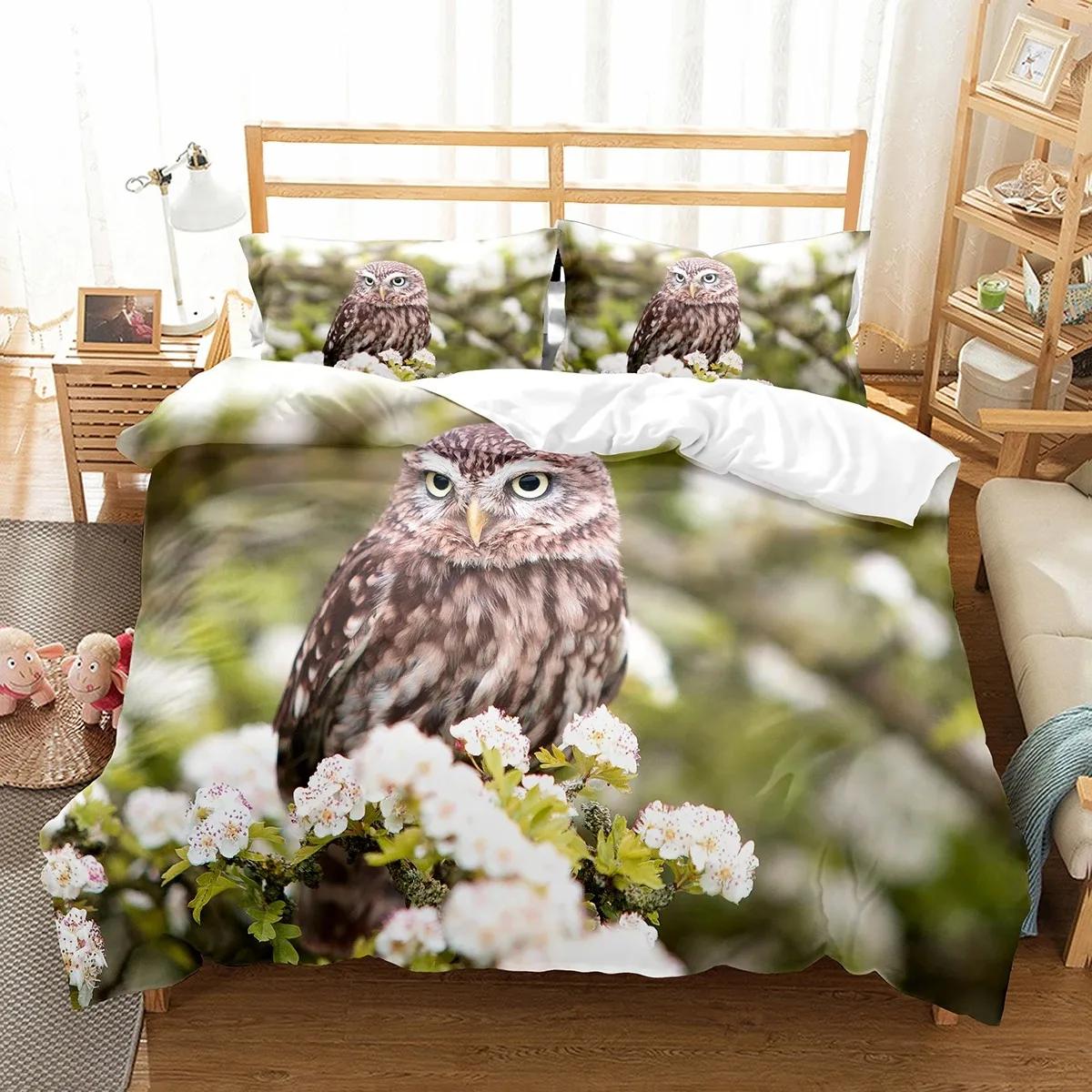 

Owl Duvet Cover Set Cute Bird Polyester Comforter Cover for Boys Girls Kids Bedding Set King Size Quilt Cover with Pillowcase 70x133cm