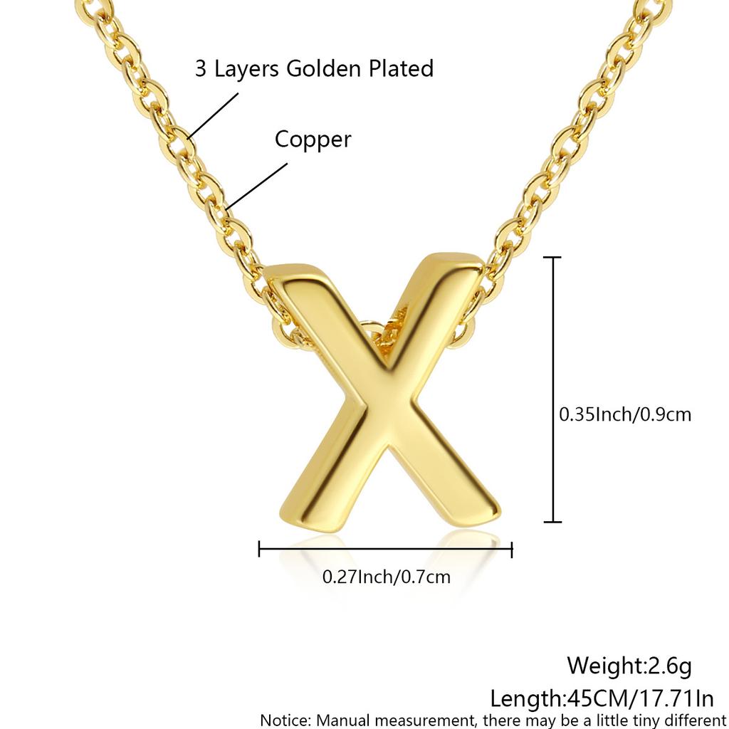 26 Large Capital English Letter Necklace Polished Smooth Hole-Punched Pendant Fine Chain Women's Item