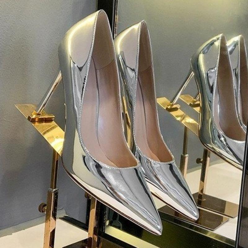 Womens High Heels Summer 2024new Elegant Silver Stilettos Luxury Brand Designer Fashion Pointed Toe Party Shoes Zapatillas Mujer