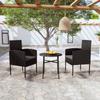 Day and Night - Day and Night 3-piece Garden Dining Set Black Synthetic Rattan