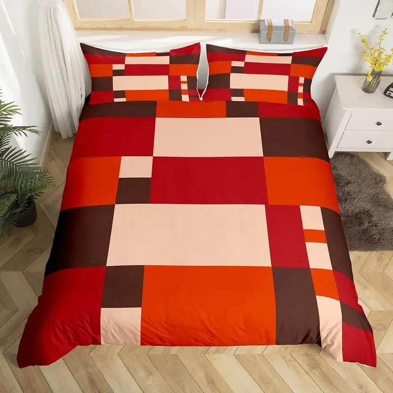 Comforter Geometric Single King Buffalo Check Comforter Modern Art Plaid Bedding Set Microfiber Geometry