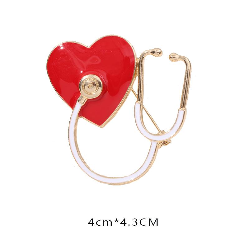 New Creative Medical Medicine Equipment Brooch Pin Stethoscope Electrocardiogram Heart Shaped Pin Brooches Lapel Jewelry