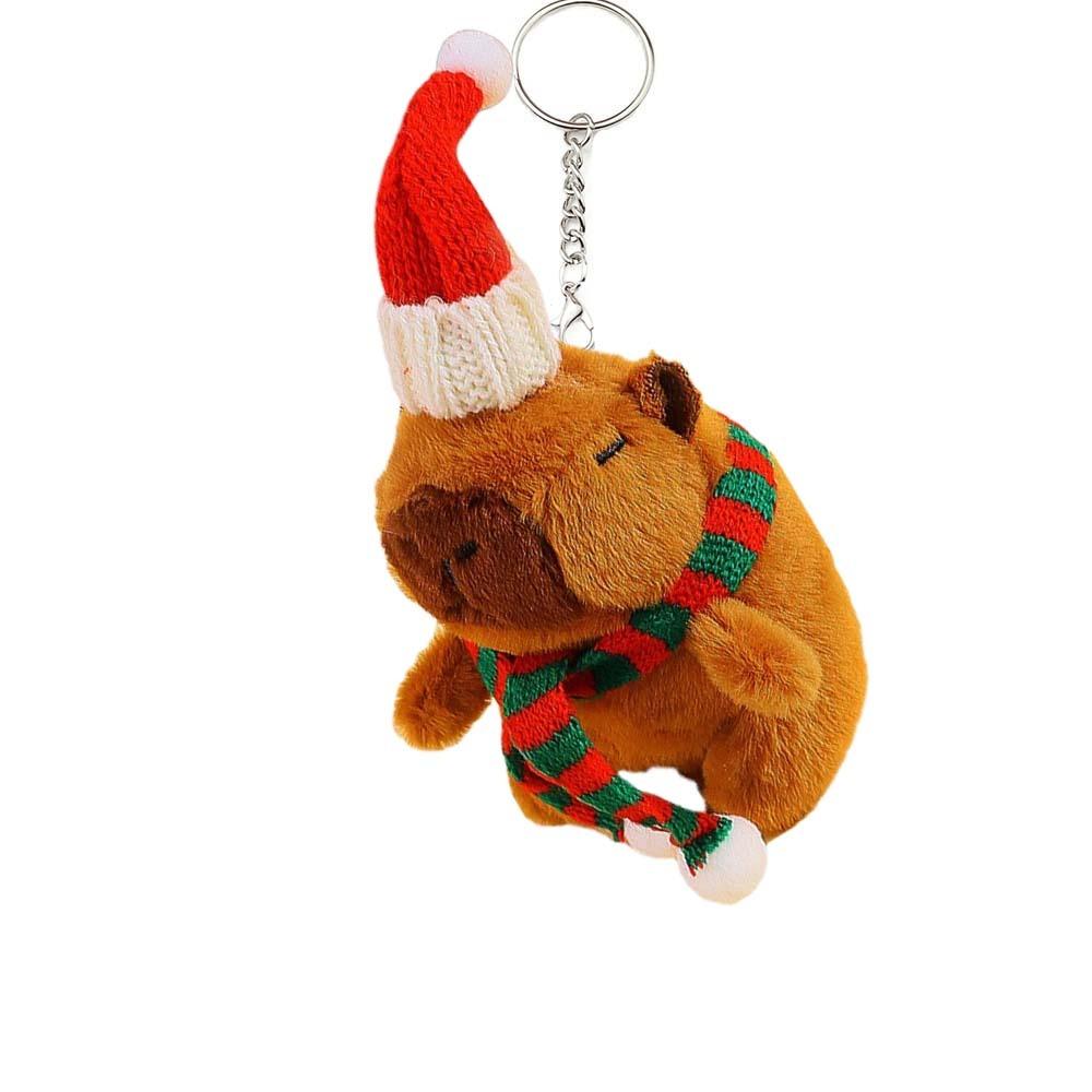 PP Cotton Christmas Capybara Pendant Cartoon Plush Animal Key Ring  Festival Gifts