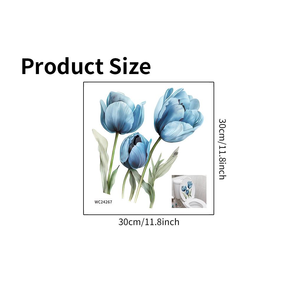 

Fresh Floral Toilet Wall Sticker Waterproof Self-Adhesive Removable Bathroom Home Decor Art 30x30cm разноцветный
