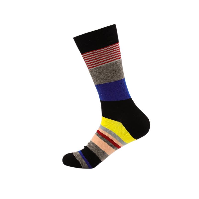 Fashion Colorful Brand Men Socks 20 Colors Striped Plaid Diamond Socks Men Cotton Casual Crew Socks