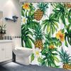 1 Tropical Pineapple and Leaves Print Shower Curtain - Vibrant green, yellow and white floral pattern, perfect for the bathroom
