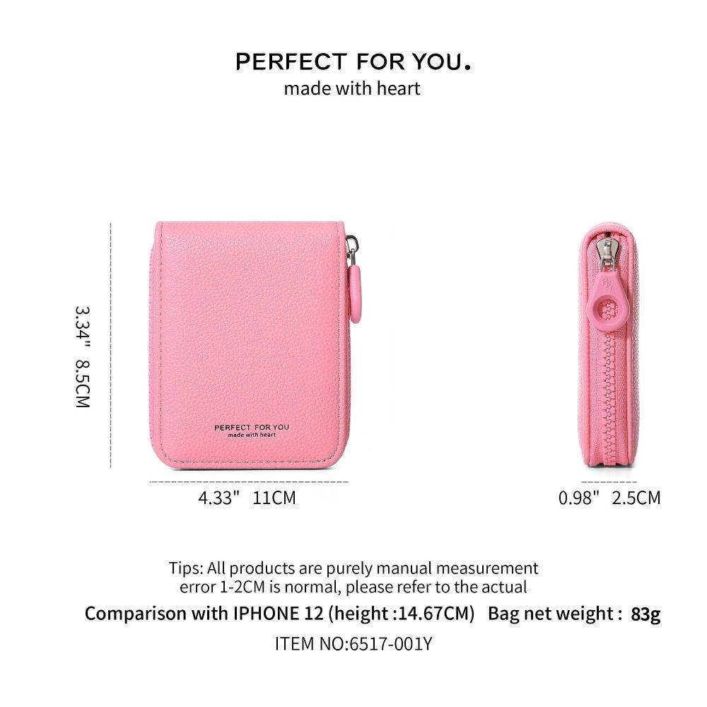Short Clutch PU Leather Card Holder Zipper Coin Purse Retro Women Short Wallet Card Storage Bag