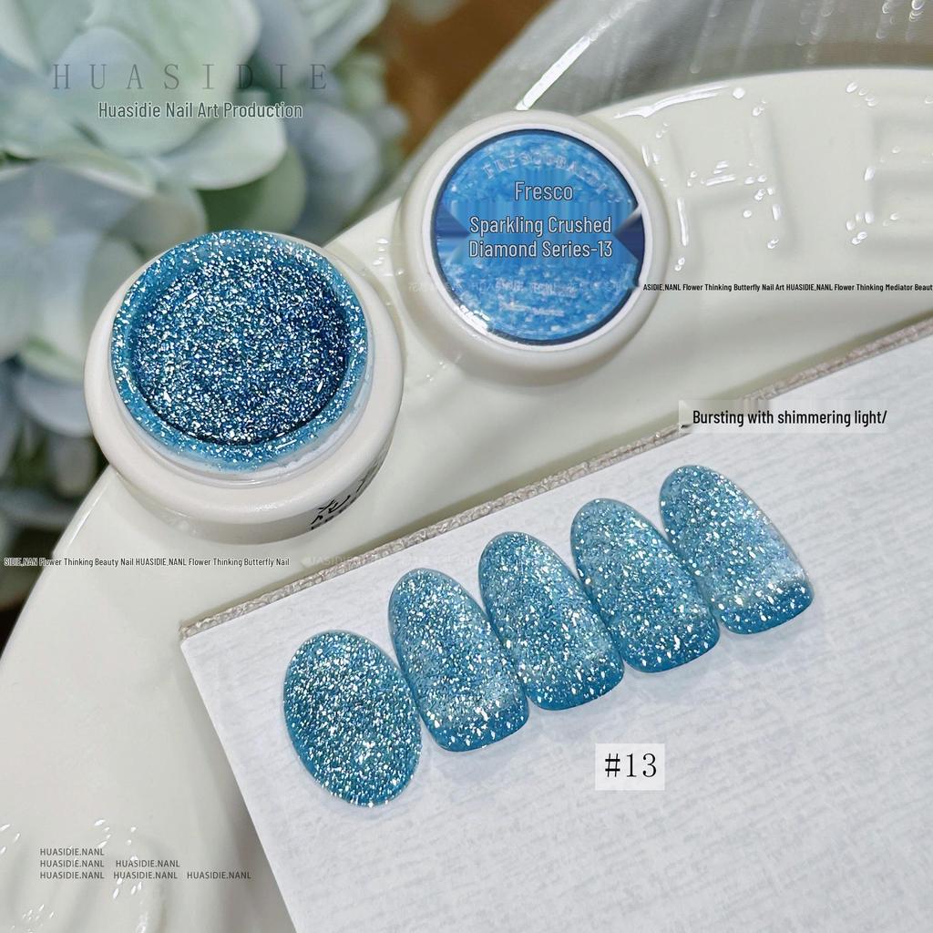 Huasidie 22-Color Glitter Crushed Diamond Reflective Gel Nail Polish, 5g Jar
