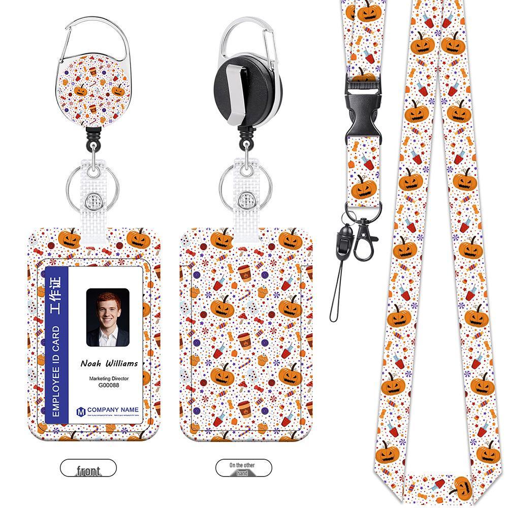 Halloween Name Tag Badge ID Holder with Retractable Lanyard