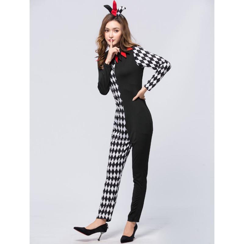 Halloween costumes, stage uniforms, and striped evil clown costumes