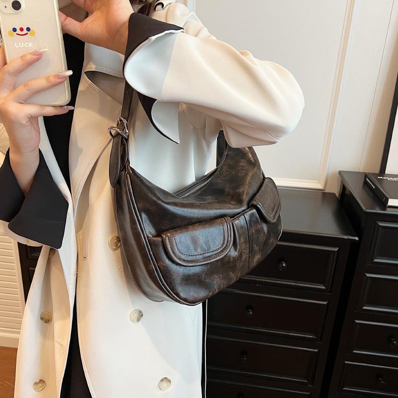 Shoulder Bags Women Solid Color All-match Simple Multifunction Handbags Large Capacity Underarm Bags