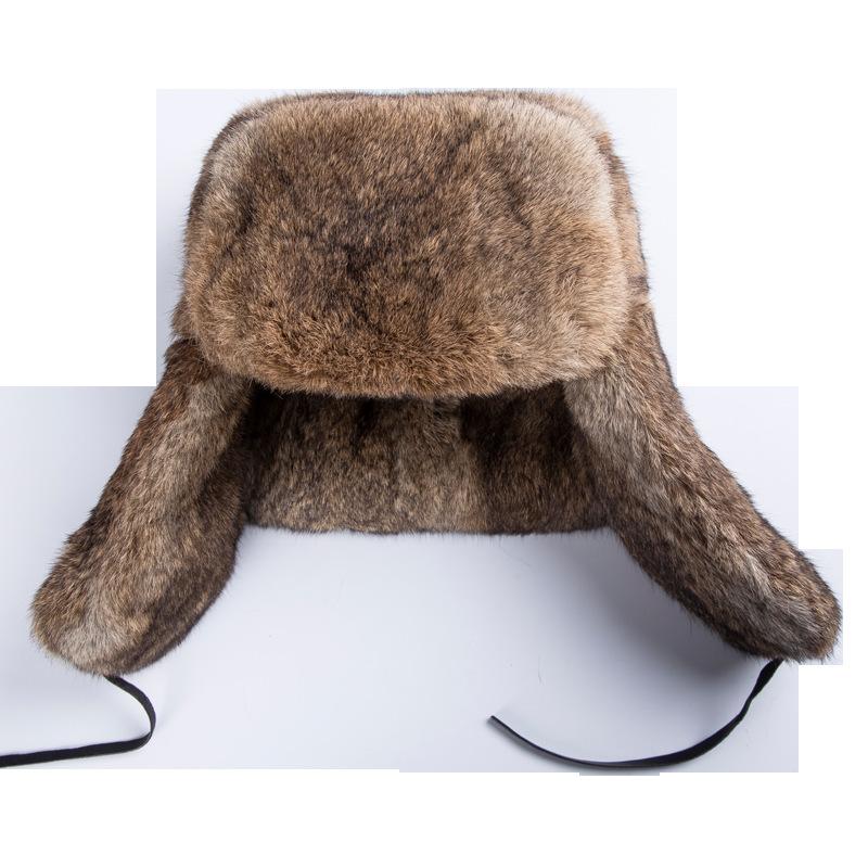 Men Trapper Hat Winter Russian Ushanka Hat with Faux Rabbit Fur Earflap Hat Windproof for Hunting Skiing