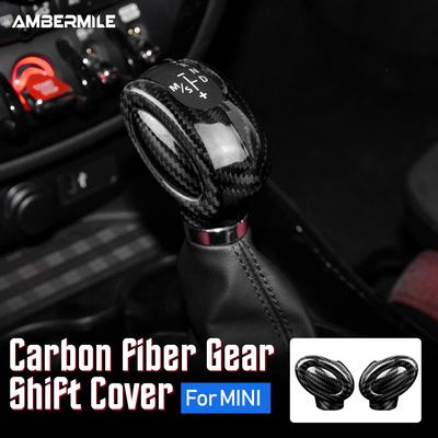 AMBERMILE Echtkarbonfaser für Mini Cooper F54 F55 F56 F57 F60 Countryman Zubehör Innenverkleidung Auto Schaltknauf