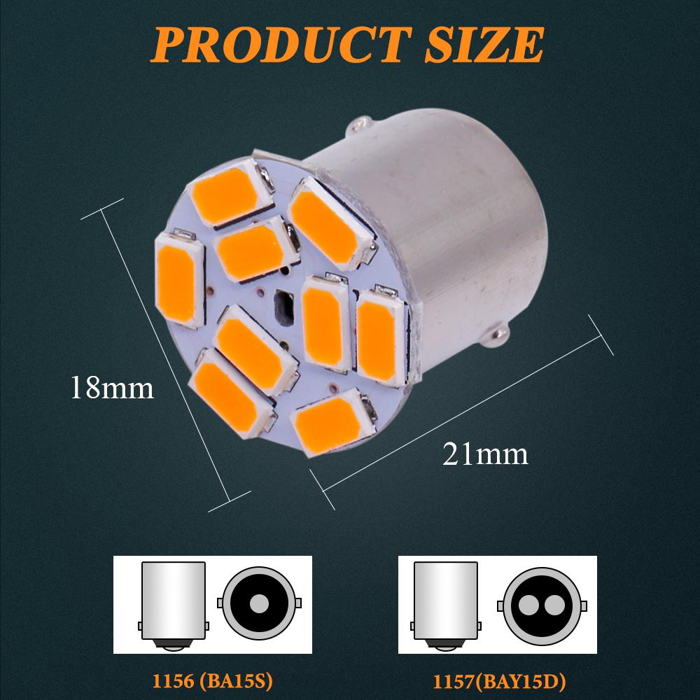 10PCS P21W LED 1156 BAU15S BA15S Bulb PY21W BAY15D 5630 9Smd Bulbs For Car Signal Indicator Bulb Turn Signal Light12V/24V White Bulbs 7