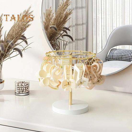 Hair Claw Holder with 16 Removable Hooks Round Base Easy Installation Store Hair Accessories Jewelry Holder