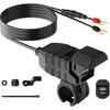 Motorcycle USB Charger, Dual USB Type C 30W PD & QC 3.0 Motorcycle Phone Charger With Voltmeter & ON/Off Switch, Waterproof ATV/Motorcycle/Dirt Bike