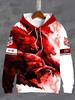Painting Style Fierce Wolf Illustration And Letter Print Hooded Long Sleeve Sweatshirt With Kangaroo Pocket Men's Sports Hoodie