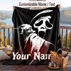 Custom Text Flannel Throw Blanket, Lightweight Cozy Bed Sofa BlanketScream Ghostface
