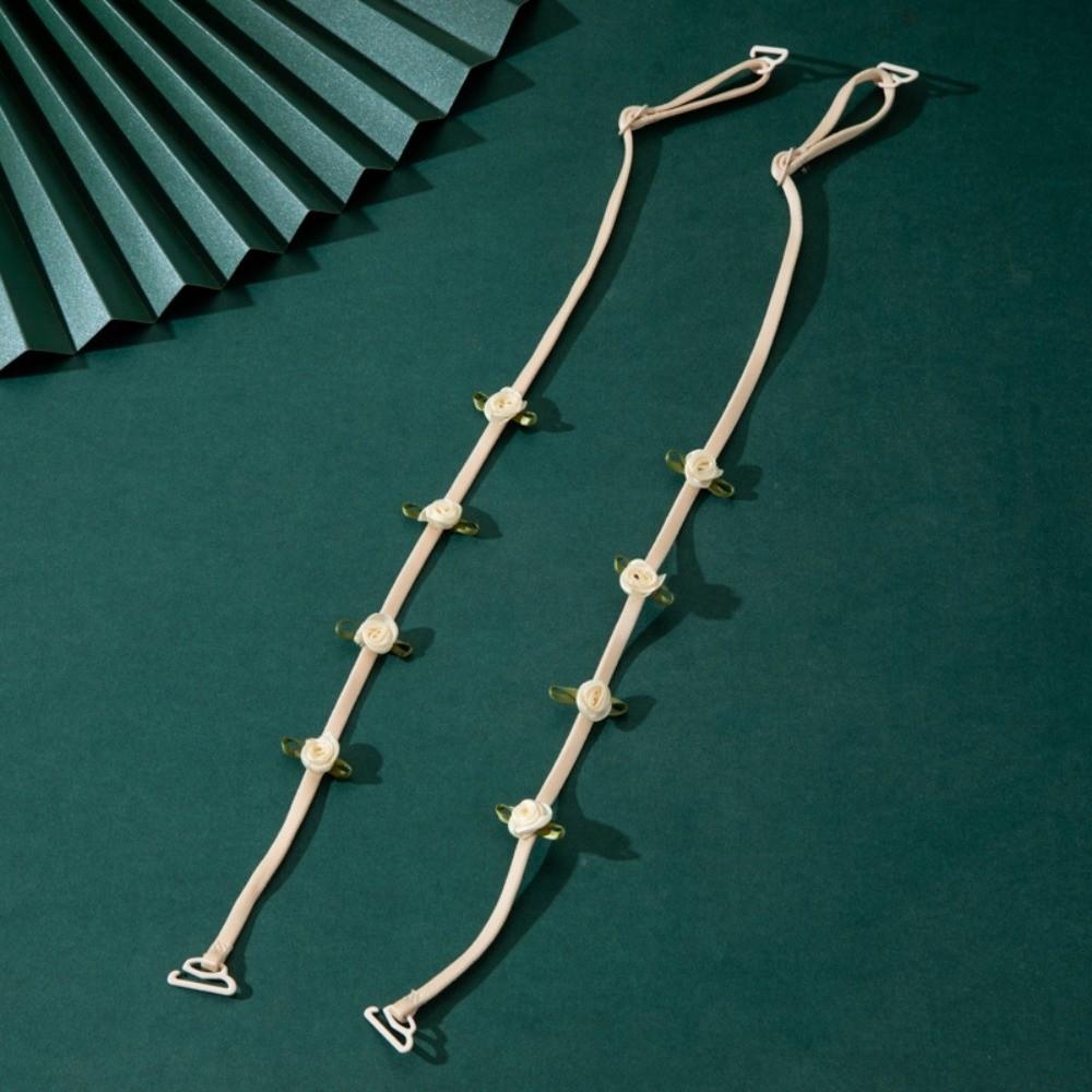 

Anti-slip Shoulder Straps Elastic Rose Flower Lingerie Strap Underwear strap Wedding Party Dress тілесний