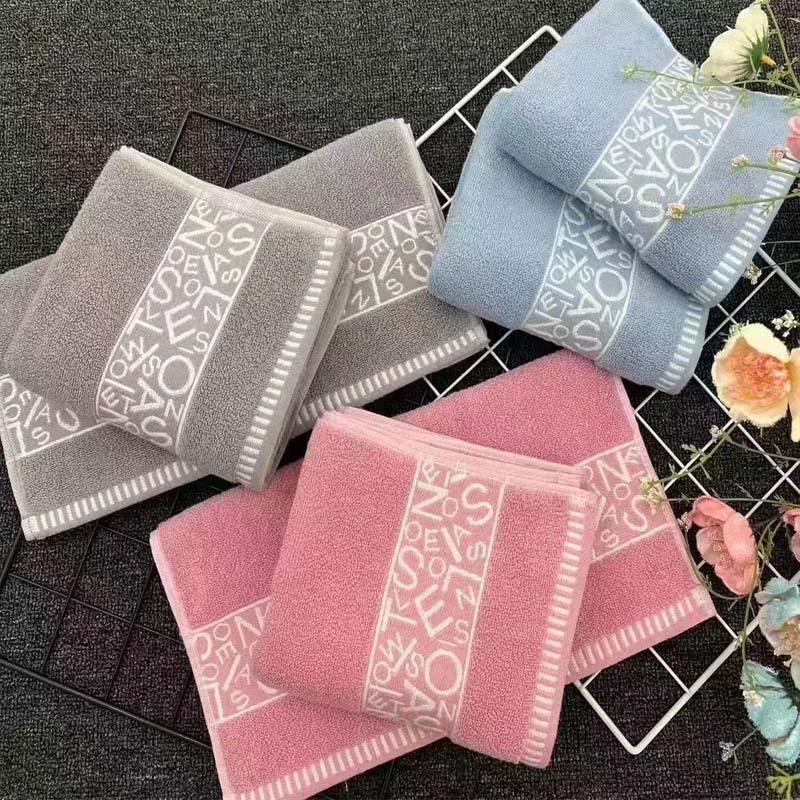 

Чисто хлопковое полотенце с надписью, хлопковое парное взрослое мужское и женское полотенце для лица, банное бытовое мягкое водопоглощение без выпадения ворса 34*74 серый