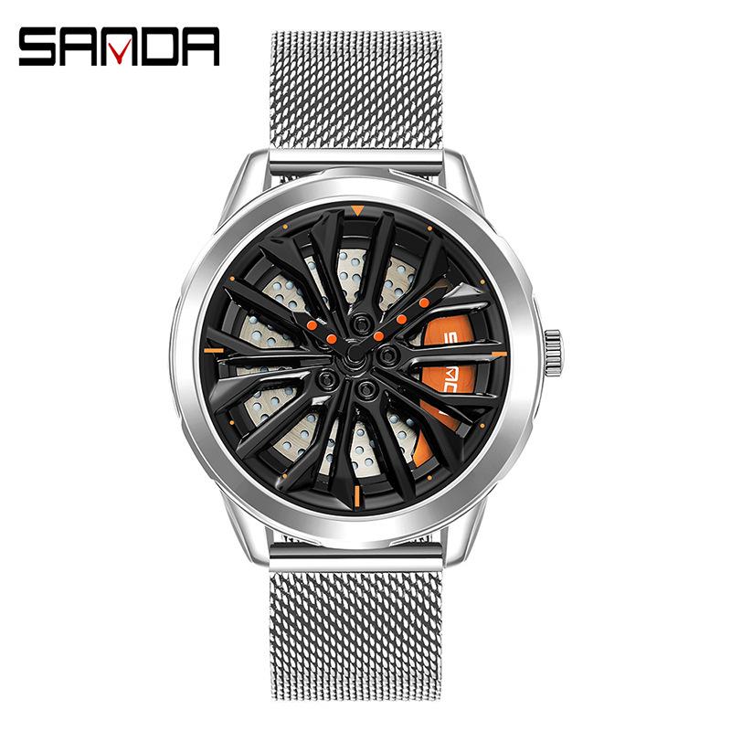 Sanda Men s Quartz Watch - Lucky Time, Alloy Case, Japanese Movement, Waterproof, Rotating Mesh Strap