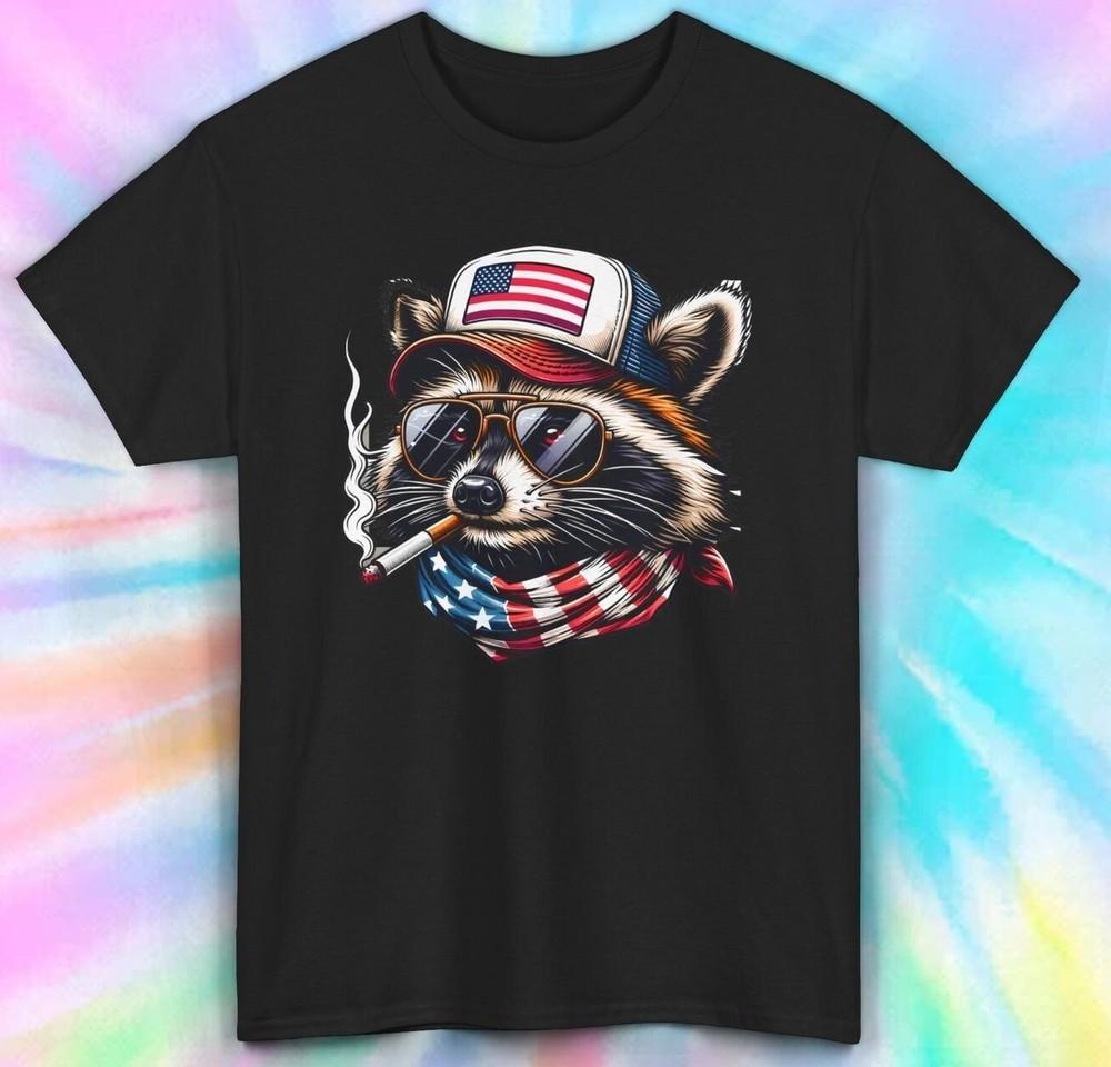 Patriotic Raccoon T-Shirt | American Flag 4th of July Tee | S-5XL
