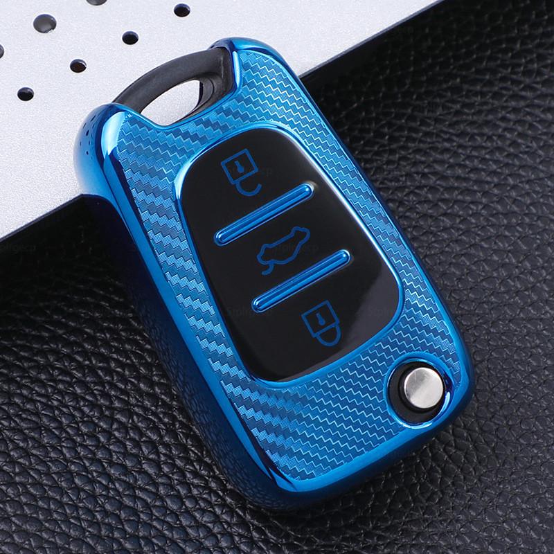 Carbon Pattern TPU Case Car Key Cover for Hyundai I30 I40 IX25 Creta IX35 HB20 Solaris Elantra Accent for Kia K2 K5 Rio Sportage