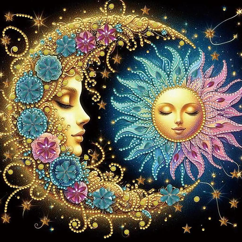 5D DIY Partial Special Shaped Drill Diamond Painting Kit Flowers Stars Moon Art