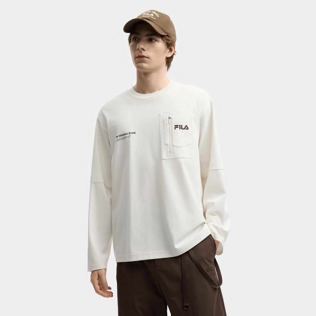 New FILA ORIGINALE T Shirts Men's Pudding Cream White IV F11M539205F-IV