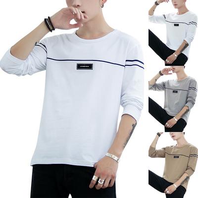 Herren Frühling und Herbst Langarm Rundhals Unterhemd Temperament Lässig Pullover T-Shirt