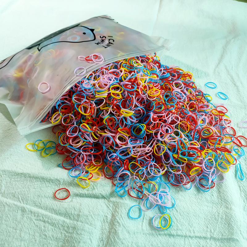 500/1000/2000pcs Girls Colourful Disposable Rubber Band Hair Ties Headband Children Ponytail Holder Bands Kids Hair Accessories