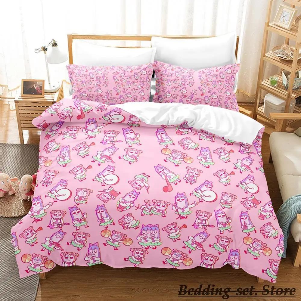 Pop Team Epic Bedding Set Single Twin Full Queen King Size Bed Set Aldult Kid Bedroom Duvetcover Sets Anime Parure De Lit Bed