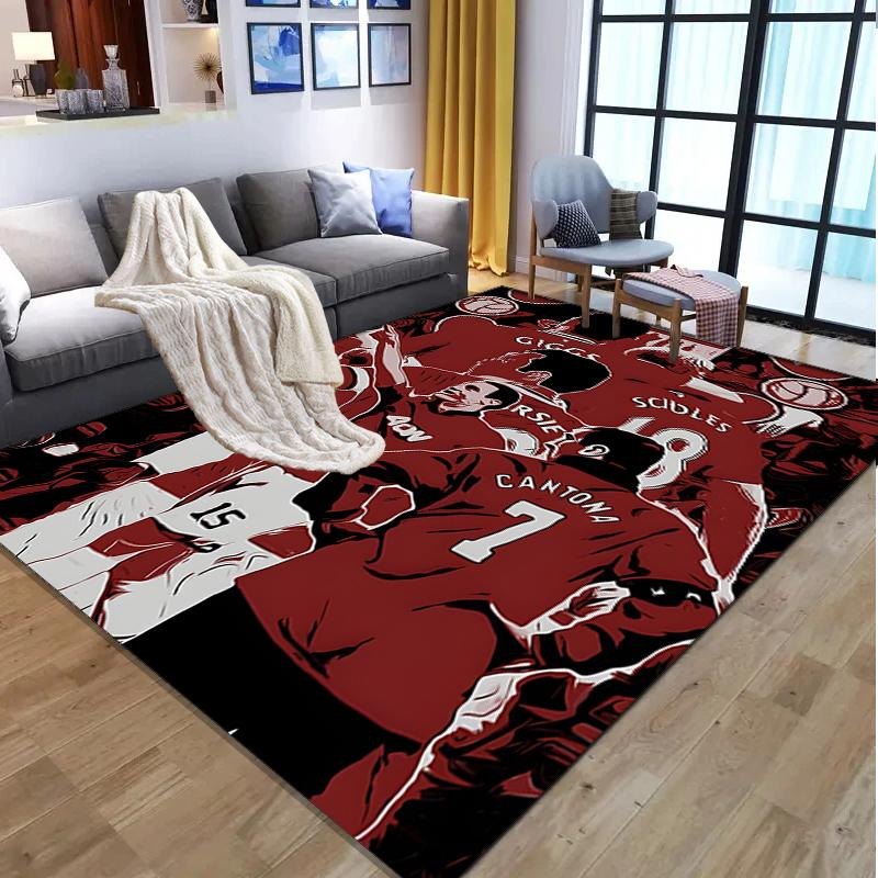 Tappeto con Fantasia Manchester United F.C., Tappetino da Interno/Esterno, per Picnic, Sala Giochi, Camera da Letto, Ufficio, Soggiorno, Tappeto Decorativo per la Casa, Regalo di Compleanno