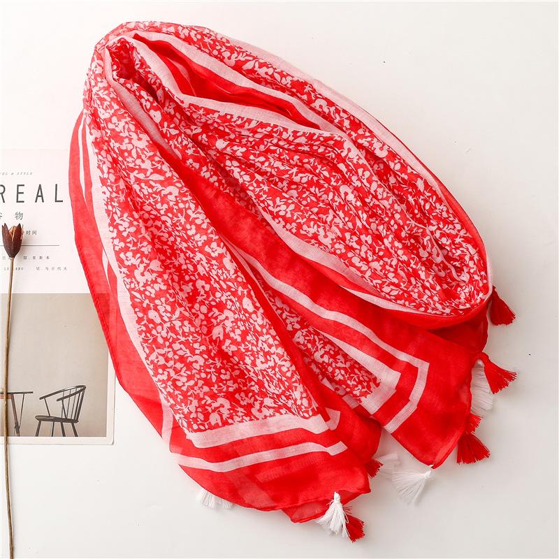 88*180cm Women Scarf Shawl Cotton Linen Feeling Tassel Pashmina Muslim Hijab Wrap Lady Viscose Scarf