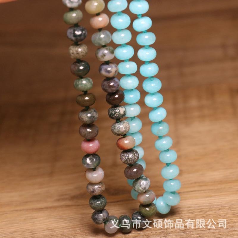 Amazonite Flat Bead Necklace – Gold Accent Dainty Jewelry, Calm Clarity Gift for Women