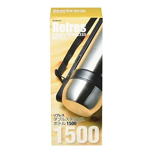 PEARL METAL 1500ml Double Stainless Steel Water Bottle with Cup, Refres HB-2427