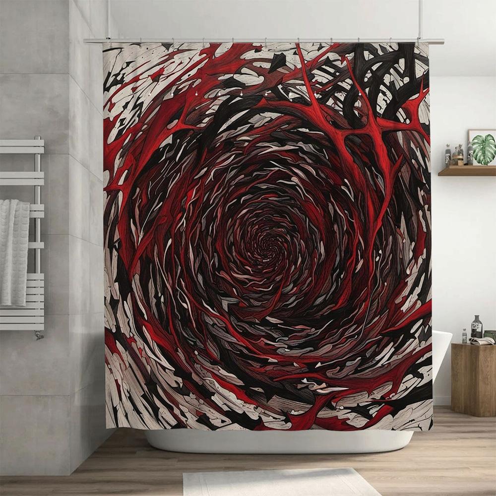Rideau de douche abstrait rouge et noir pour salle de bain, décoratif moderne en tissu polyester avec œillets pour suspendre les serviettes de bain dans la baignoire Sont