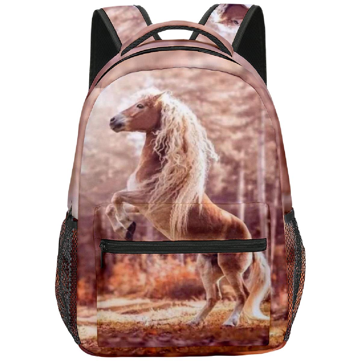 Trendy Populair Nieuwigheid paard eenhoorn student Schooltas Notitieboek Rugzakken 3D Print Oxford Waterdicht Jongens/Meisjes Reisrugzakken