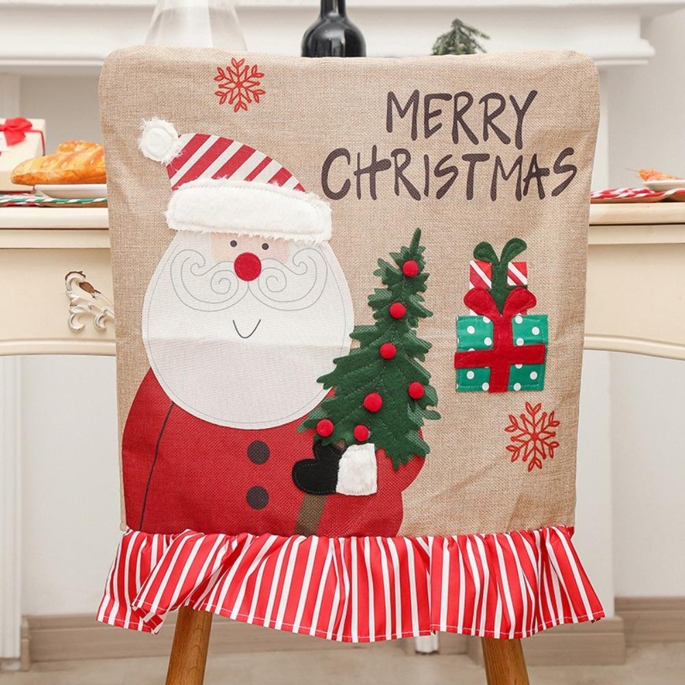 Cloth Dinner Chair Seat Cover Santa Claus Wear for Chairs Creative Christmas Chair Cover  Table