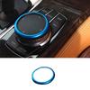 For BMW 5 Series 2018- Blue Aluminum Multimedia Knob Button Frame Trim 1PCS