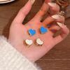 Blue Resin Wearing Love Ear Buckles On Both Sides, Women's New Trendy Temperament, Niche High-end Earrings, Ear Jewelry