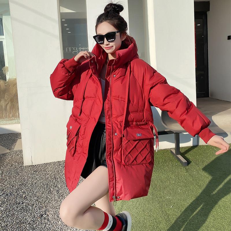 The New Anti-season Cotton-padded Jacket Women's Long Hooded Cotton-padded Clothes In Autumn and Winter Loose Bread Warm Coat.