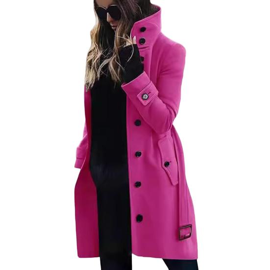 Cappotto invernale in lana taglie forti collo alto monopetto con cintura maniche lunghe giacca spessa di colore puro per appuntamenti shopping soprabito da esterno