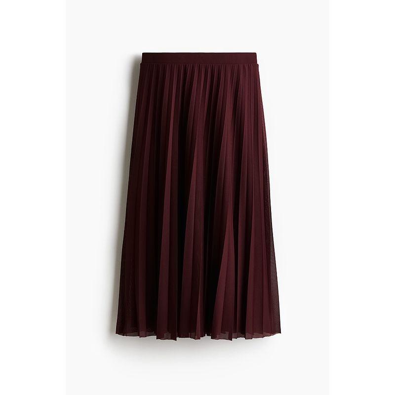 

HM Women s Clothing Fall 2025 New Arrival Ruched Mesh Skirt 1288408 Burgundy 155/64(XS)