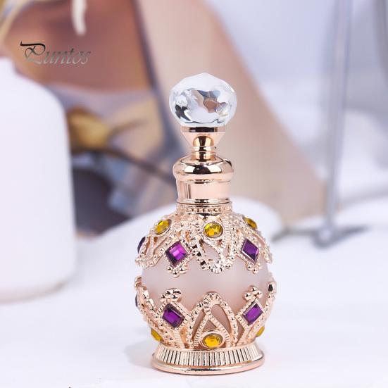 Kompakte Parfümflasche 15ML Vintage Luxus Nachfüllbare Flasche, Ätherisches Öl & Duft Glasspender Dubai Arabischer Stil Leerer Behälter für Reisen