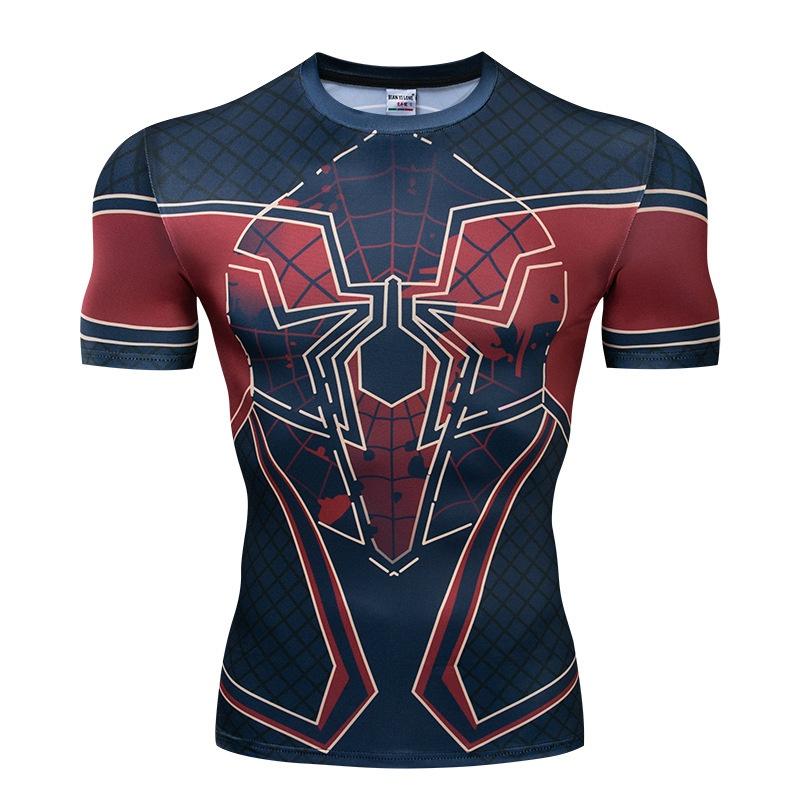 Spiderman Batman Superhero 3d Print Gym Tshirt Men Fitness Tee Compression Tops