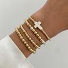 Hip Hop Cross Bracelet Set, Design Imitation Pearl Irregular Ccb Beaded Jewelry