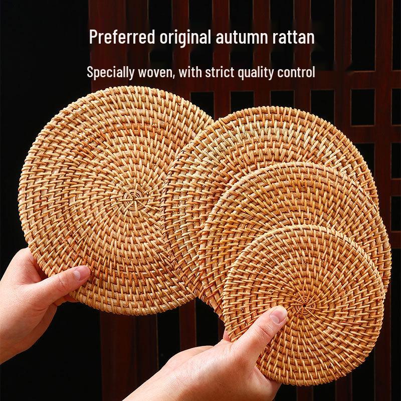 Rattan Heat-Resistant Insulation Mat for Pots, Bowls, Plates, Coasters, Teapots, and Casseroles