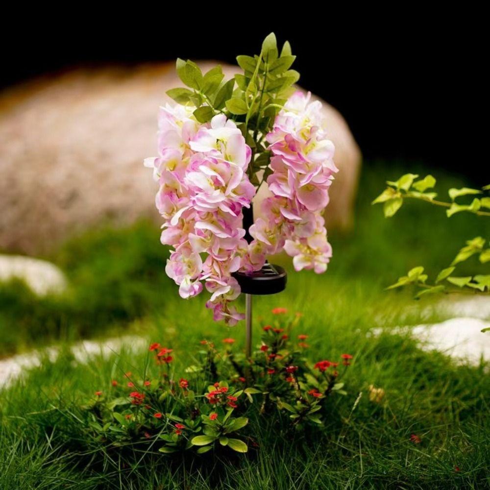 Creative Garden Floor Lamp Realistic Landscape Lawn Lamp Solar Wisteria Flower Lamp  House